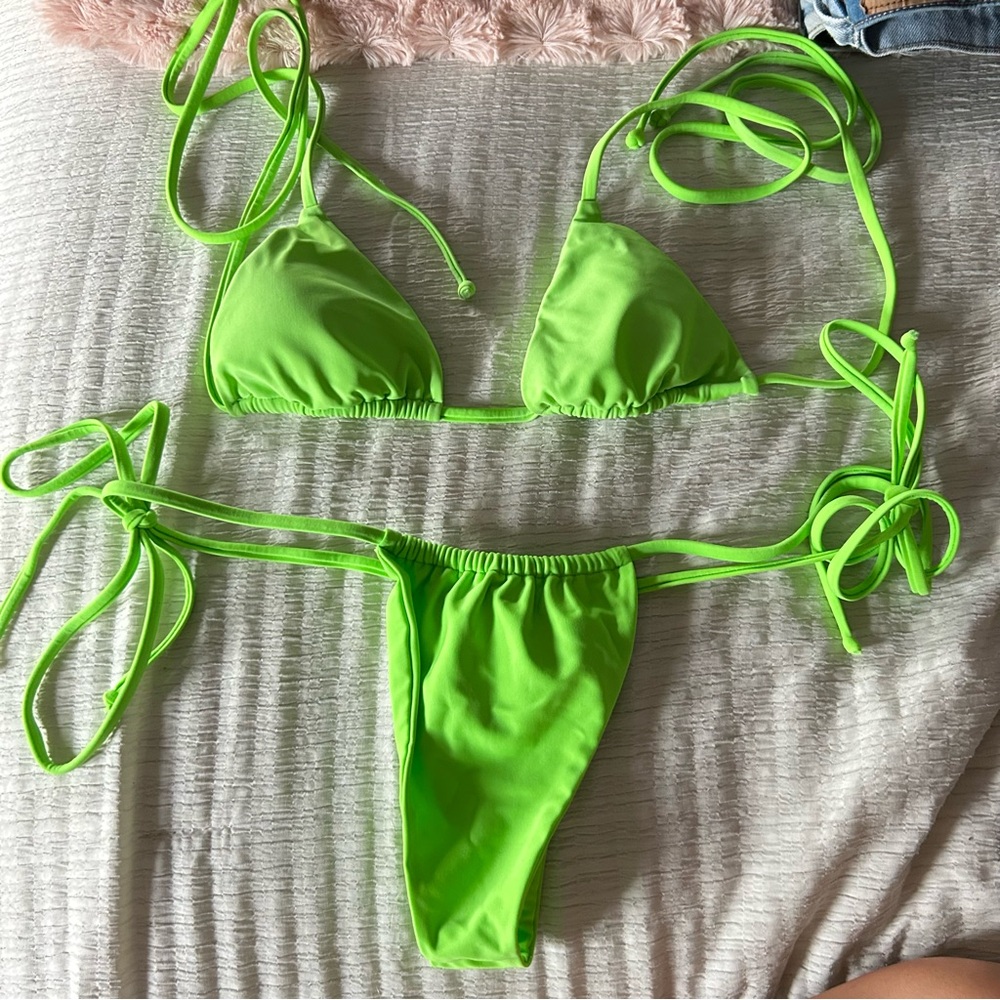 Berry Beachy Swim Neon Green Bikini Set